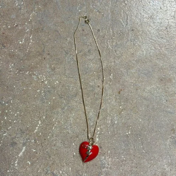 Authentic Gucci Red Heart Zipper Charm & Box Unbranded 16” Gold-Plated Chain - Picture 6 of 11